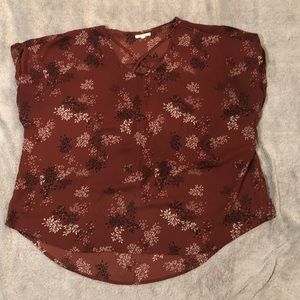 Deep red short sleeve blouse